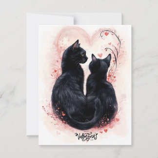 Carte de la Saint-Valentin Chats Noirs Protecteurs