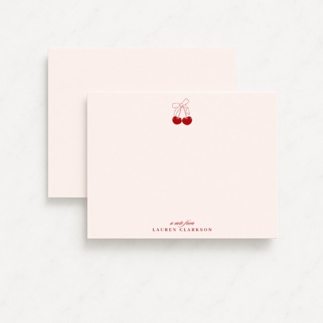 Carte de la Saint-Valentin Cherry Bow Note (Créateur téléchargé)