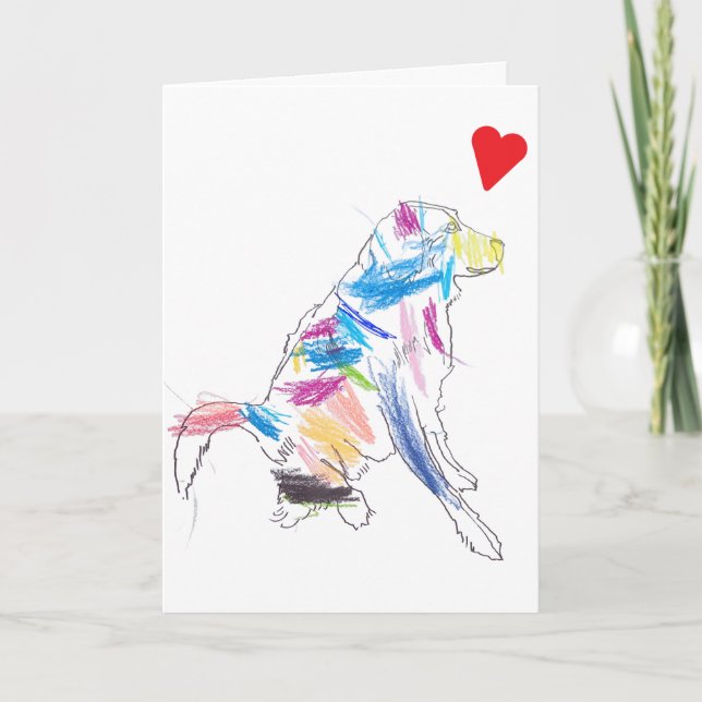 Carte de la Saint-Valentin Chien Arc-en-Ciel Joyeu (Devant)