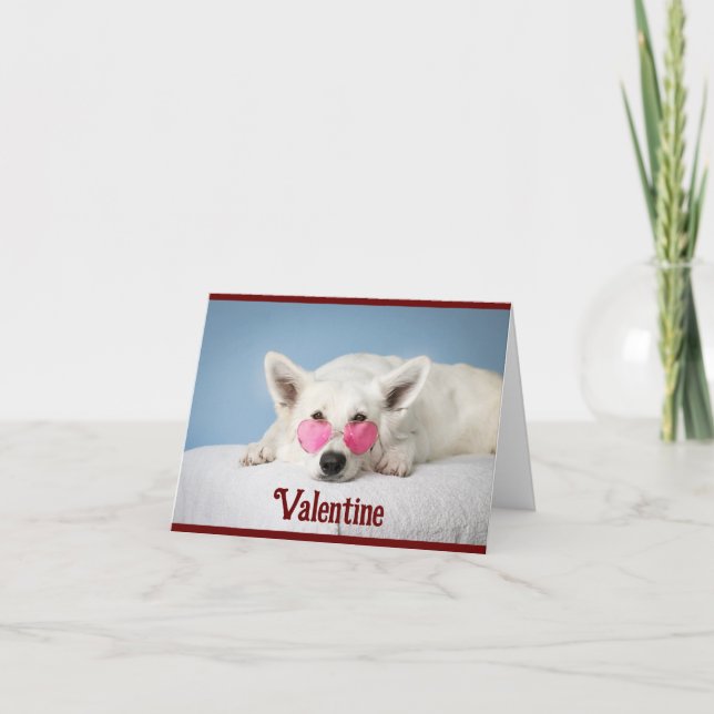 Carte de la Saint-Valentin Chien avec Lunettes en  (Devant)