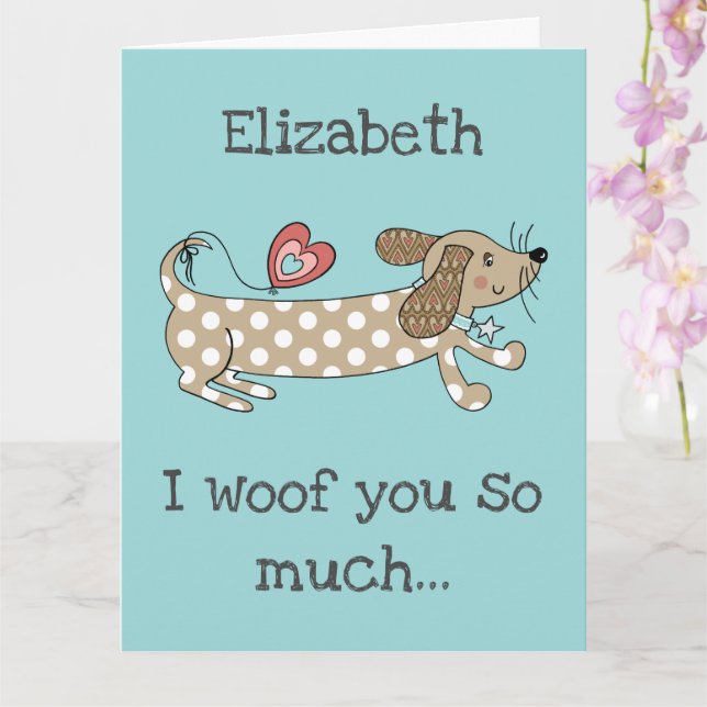 Carte de la Saint-Valentin Chien Saucisse personna (Orchidée)