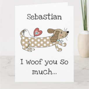 Carte de la Saint-Valentin Chien Saucisse personna