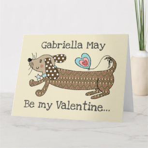 Carte de la Saint-Valentin Chien Saucisse personna