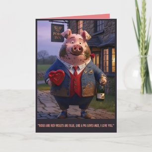 Carte de la Saint-Valentin Cochon Mignon