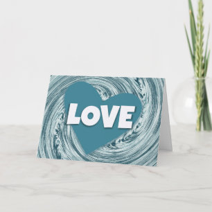 Carte de la Saint-Valentin Cœur Bleu Aqua de l'Amo