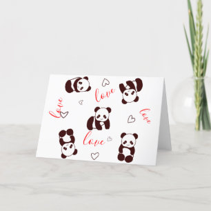 Carte de la Saint-Valentin Cœur de Panda Mignon