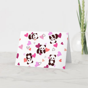 Carte de la Saint-Valentin Cœur de Pandas Mignons