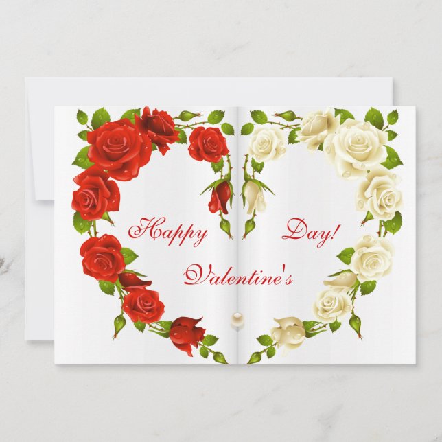 Carte de la Saint-Valentin Cœur de Roses (Devant)
