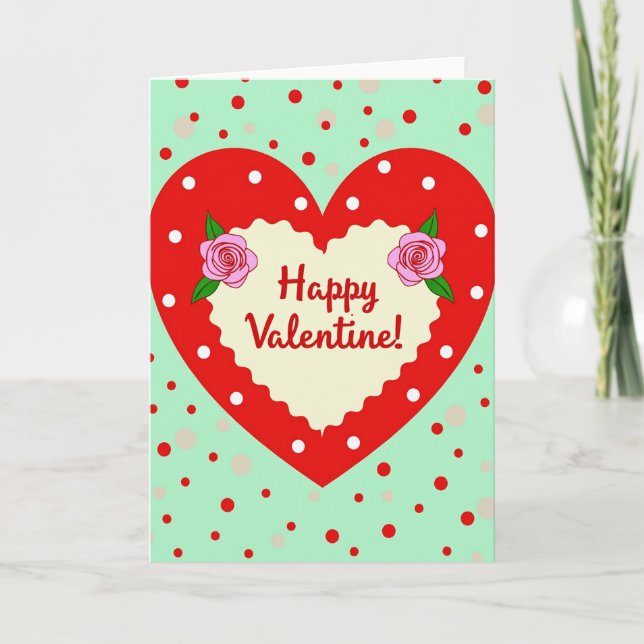 Carte de la Saint-Valentin cœur heureux (Devant)