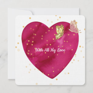 Carte de la Saint-Valentin Cœur Romantique & Papil