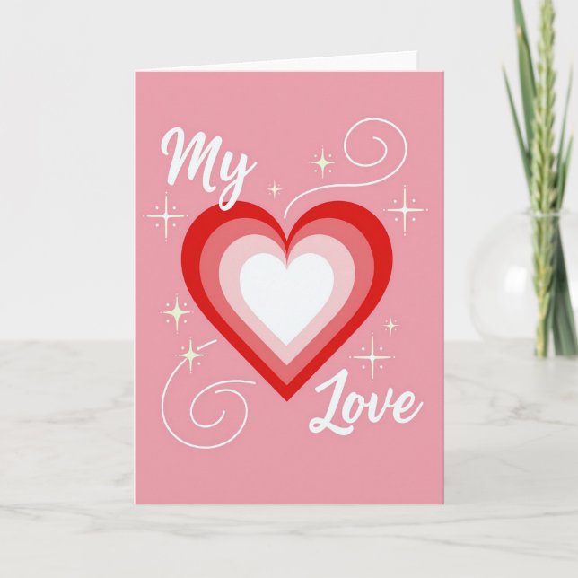 Carte de la Saint-Valentin Cœur Rose Mon Amour (Devant)