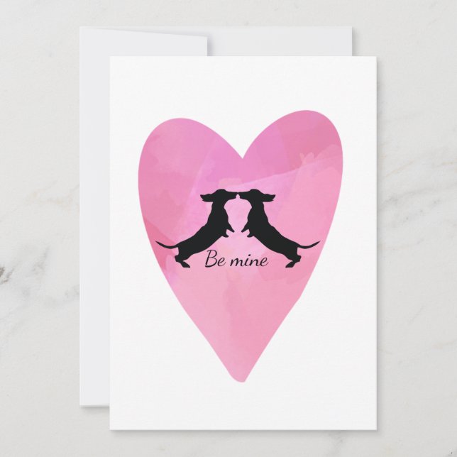 Carte de la Saint-Valentin Cœur Rose pour Dachshun (Devant)