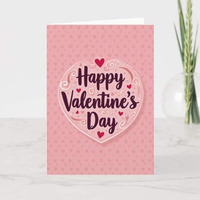Carte de la Saint-Valentin cœur rose stratifié (Devant)