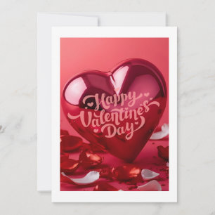 Carte de la Saint-Valentin cœur rouge 3D moderne e