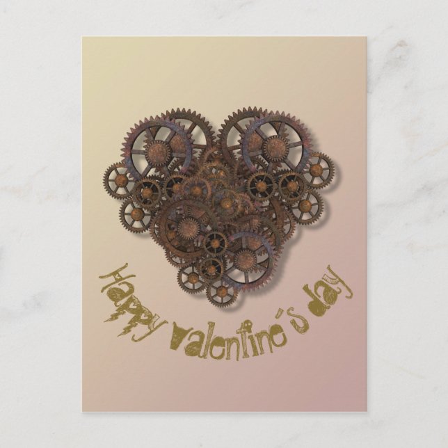 Carte de la Saint-Valentin cœur steampunk (Devant)
