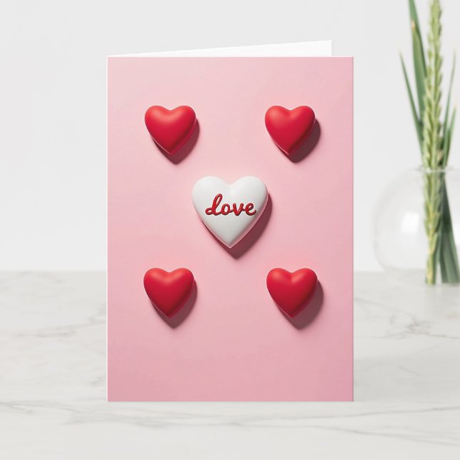Carte de la Saint-Valentin Cœurs 3D Rose (Devant)