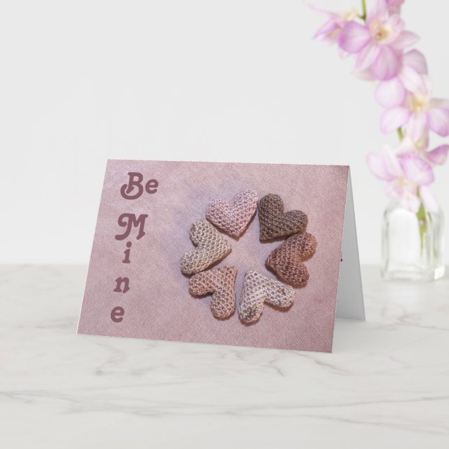 Carte de la Saint-Valentin Cœurs Crochetés Teints  (Orchidée)