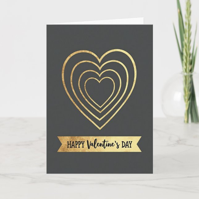 Carte de la Saint-Valentin Cœurs en Or Faux (Devant)
