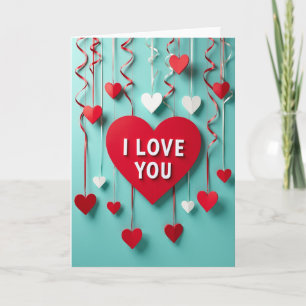 Carte de la Saint-Valentin Cœurs en Papier Je T'Ai