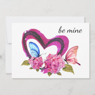 Carte de la Saint-Valentin Cœurs, Fleurs & Papillo