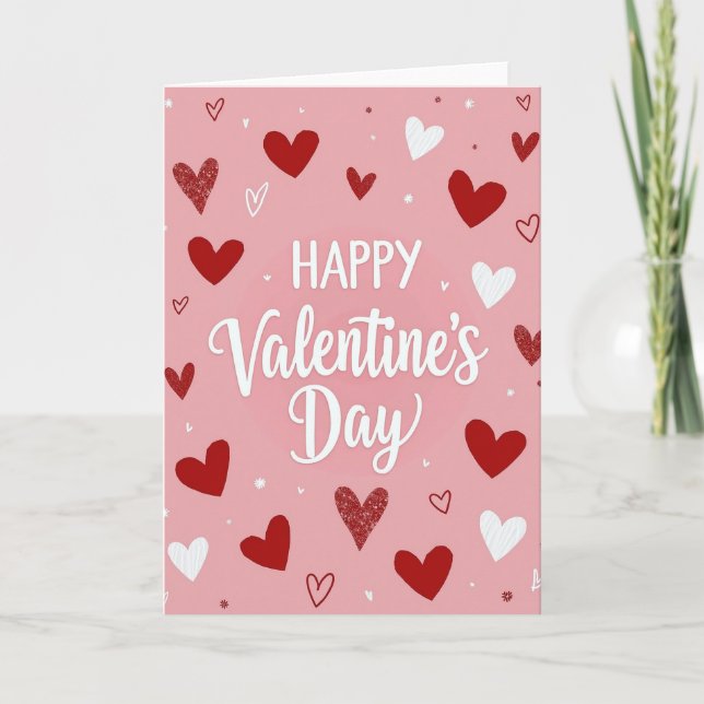 Carte de la Saint-Valentin Cœurs Pailletés (Devant)
