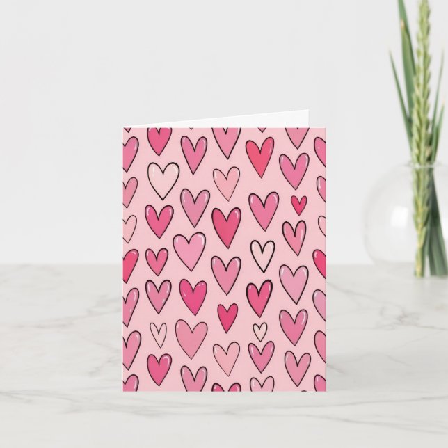Carte de la Saint-Valentin Cœurs Rose Pâle Sucrés (Devant)