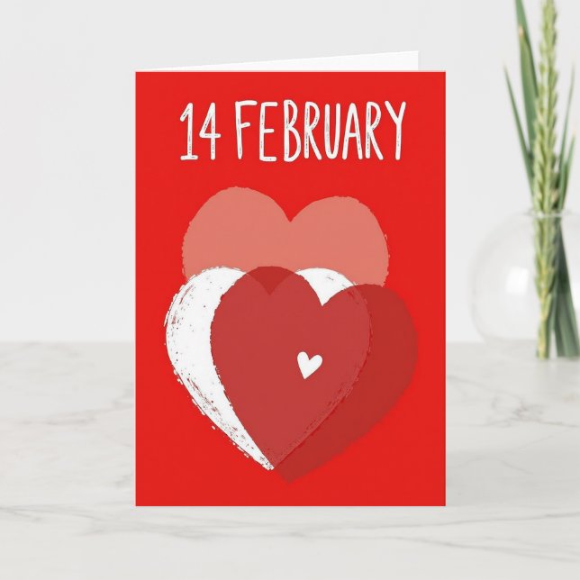 Carte de la Saint-Valentin Cœurs Rouges Février (Devant)