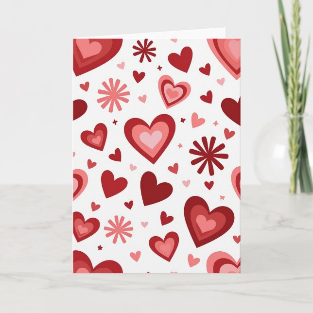 Carte de la Saint-Valentin Cœurs Rouges Superposés (Devant)