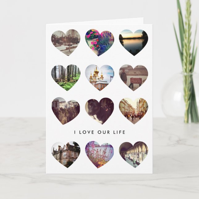 Carte de la Saint-Valentin Collage de 12 photos en (Devant)