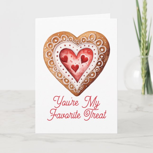 Carte de la Saint-Valentin Cookie en forme de coeu (Devant)