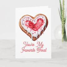Carte de la Saint-Valentin Cookie en forme de coeu