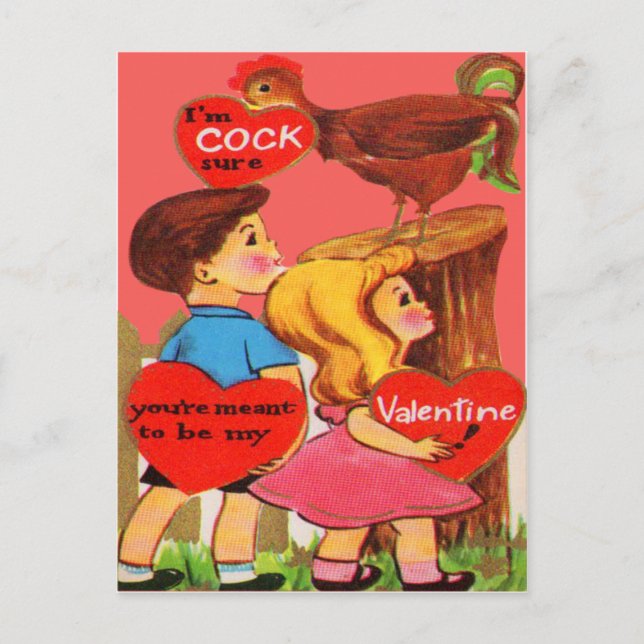 Carte de la Saint-Valentin Coq Rétro Vintage (Devant)