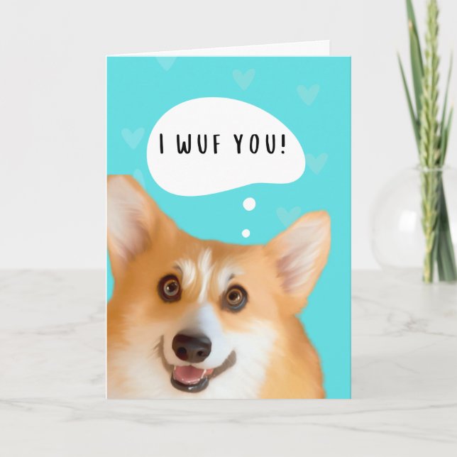 Carte de la Saint-Valentin Corgi Aqua (Devant)