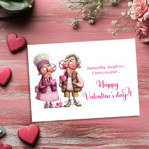 Carte de la Saint-Valentin Couple Amour Drôle Rose