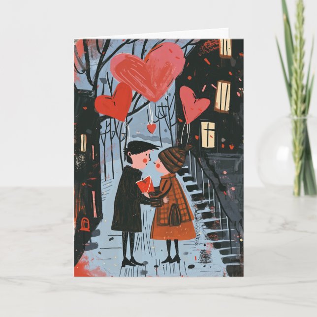Carte de la Saint-Valentin - Couple amoureux (Devant)