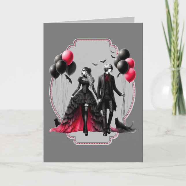 Carte de la Saint-Valentin Couple Gothique Félicit (Devant)