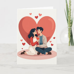 Carte de la Saint-Valentin Couple Mignon Amour Vér