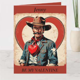Carte de la Saint-Valentin Cowboy Rétro éditable