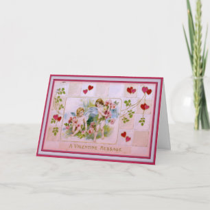 Carte de la Saint-Valentin - Cupidons et roses ros