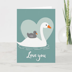 Carte de la Saint-Valentin Cygne Amour à Cœur Vert