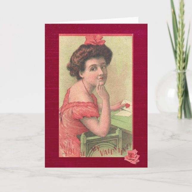 Carte de la Saint-Valentin Dame Victorienne (Devant)