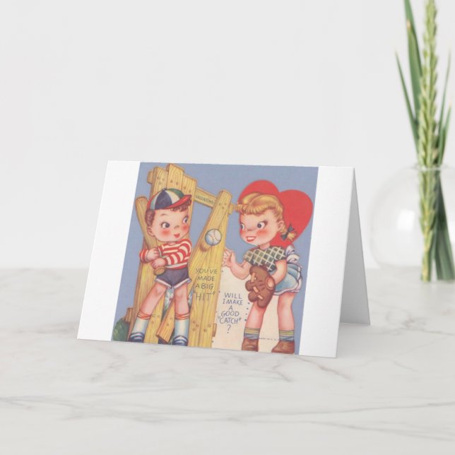 Carte de la Saint-Valentin de baseball vintage (Devant)