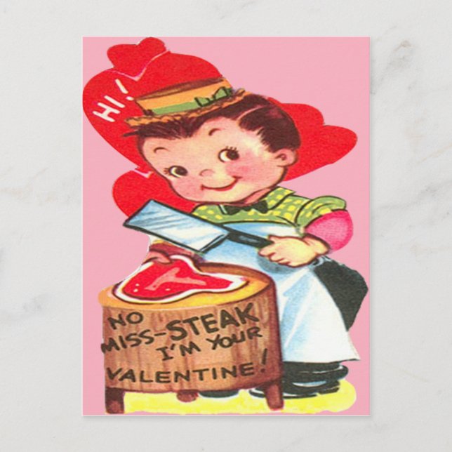 Carte de la Saint-Valentin de boucher Rétro Vintag (Devant)