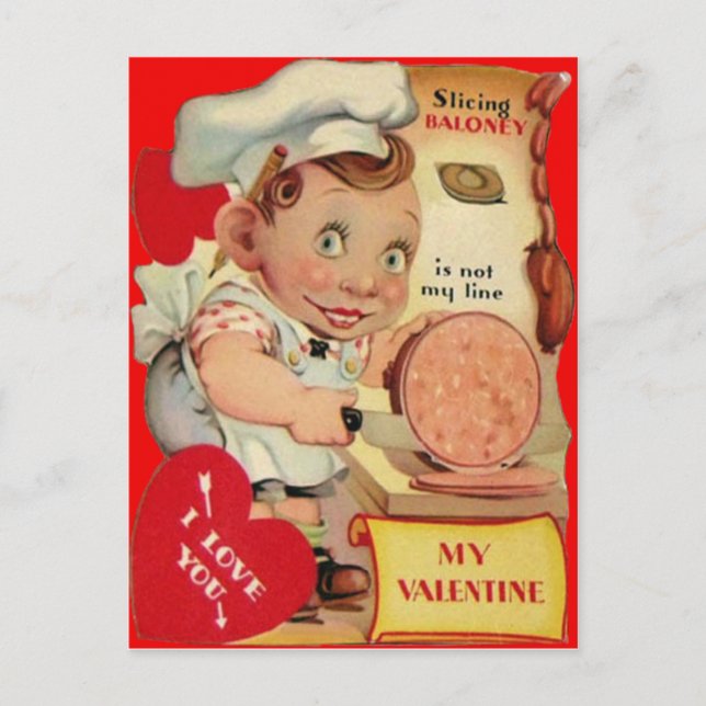 Carte de la Saint-Valentin de boucher Rétro Vintag (Devant)
