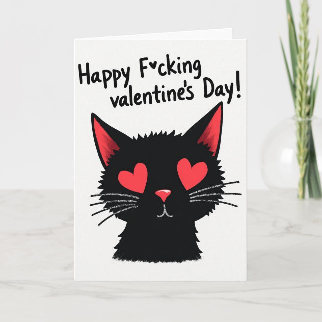 Carte de la Saint-Valentin de chat noir impoli (Devant)