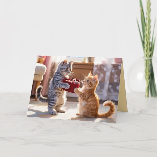 Carte de la Saint-Valentin de chaton tigré (Devant)