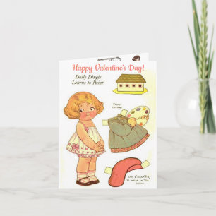 Carte de la Saint-Valentin de deux poupées en papi
