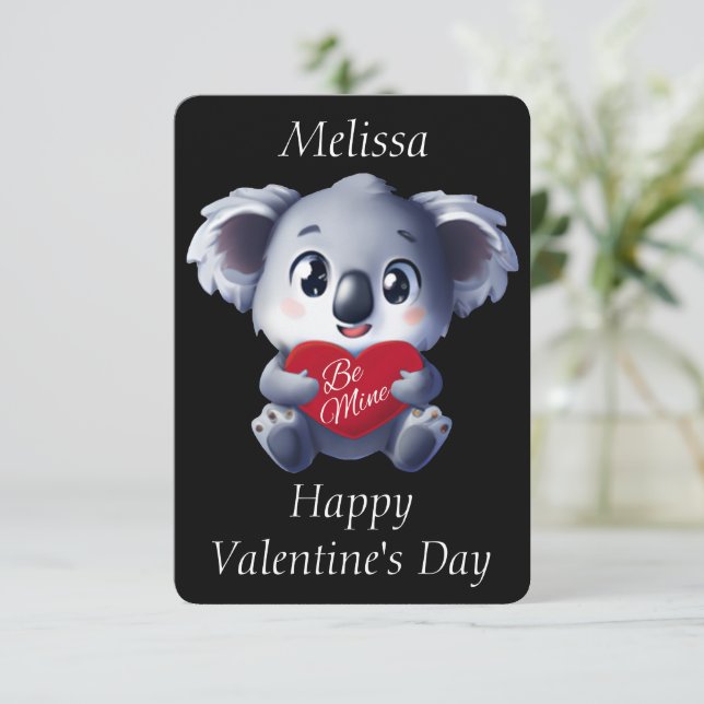 Carte de la Saint-Valentin de koala mignon (Debout devant)