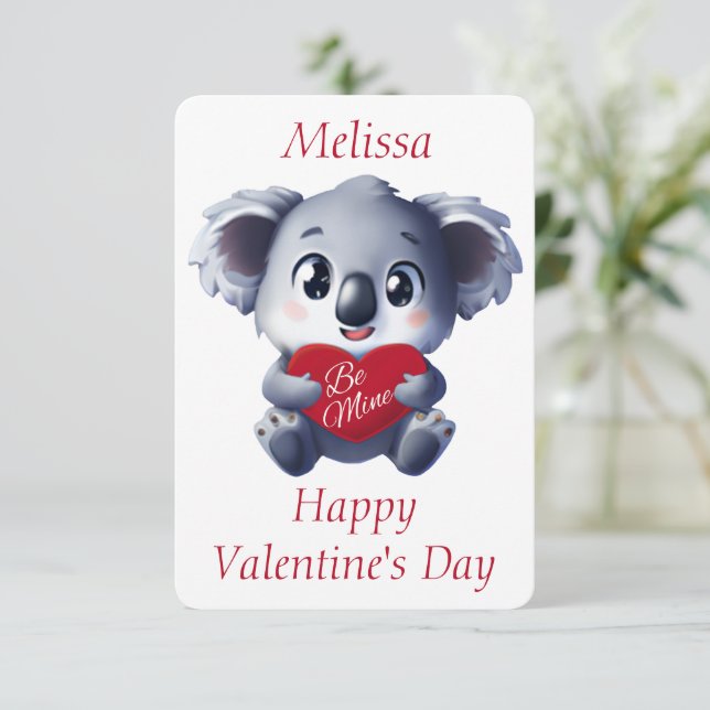 Carte de la Saint-Valentin de koala mignon (Debout devant)