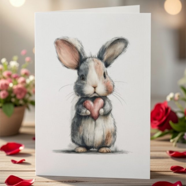 Carte de la Saint-Valentin de Lapin Mignon avec Cœ (Créateur téléchargé)